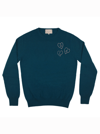 Custom Heart Initial 100% Cashmere Crewneck Sweater