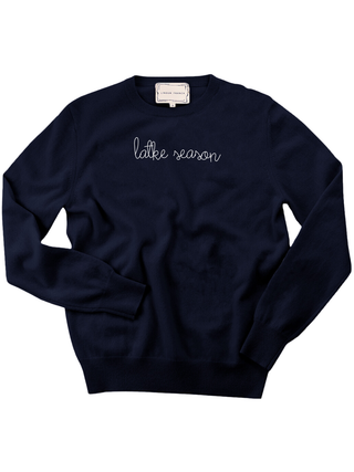 "latke season" Women's Crewneck Cashmere Core LINGUA FRANCA NYC Navy XS