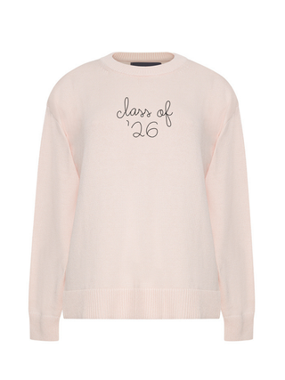 "school spirit" Custom Maxine Sweater Cotton Cashmere Core LINGUA FRANCA NYC Pale Pink XS