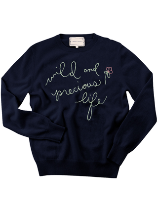 "wild and precious" Women's Cashmere Crewneck Cashmere Core LINGUA FRANCA NYC