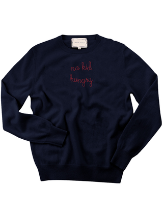 "no kid hungry" Women's Crewneck Cashmere Core LINGUA FRANCA NYC Navy XS
