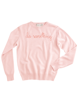 "do something" Crewneck Sweater LINGUA FRANCA NYC Pale Pink XS 