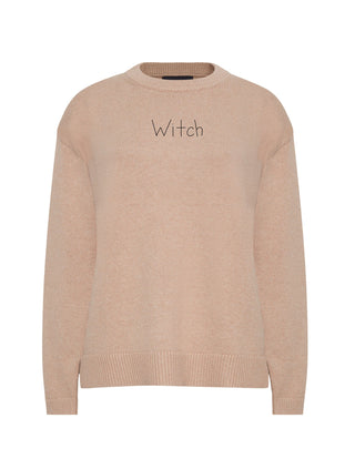"witch" Maxine Sweater Cotton Cashmere LINGUA FRANCA NYC Oatmeal XS