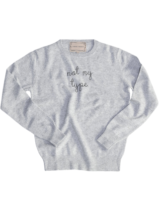 "not my type" Women's Crewneck Cashmere Core LINGUA FRANCA NYC Smoke XS