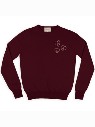 Custom Heart Initial 100% Cashmere Crewneck Sweater