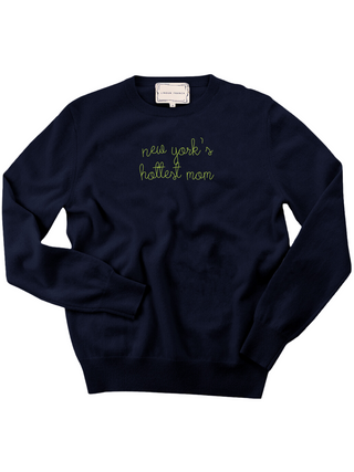 "new york's hottest mom" Women's Crewneck Cashmere Core LINGUA FRANCA NYC Navy XS