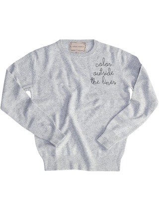 "color outside the lines" Women's Crewneck Cashmere Core LINGUA FRANCA NYC Smoke XS