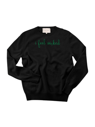 "i feel wicked" Women's Crewneck Cashmere Core LINGUA FRANCA NYC Black XS