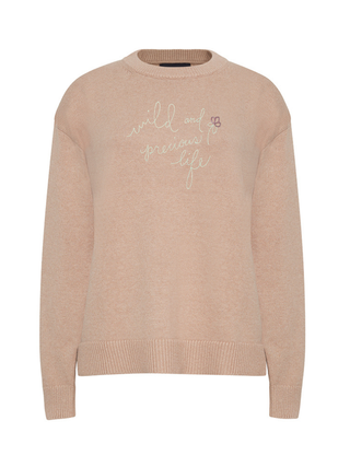"wild and precious" Maxine Sweater Cotton Cashmere Core LINGUA FRANCA NYC Oatmeal XS