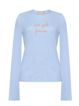 "new york forever" Silk Cashmere Crewneck