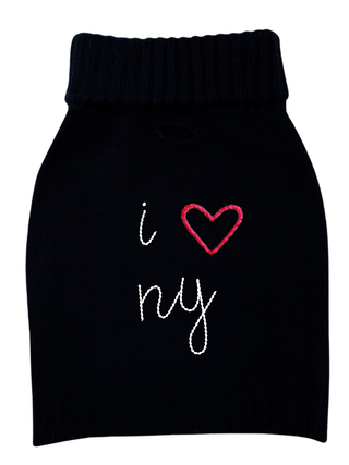 "i heart ny" Dog Sweater Wool Lingua Franca NYC Black XS