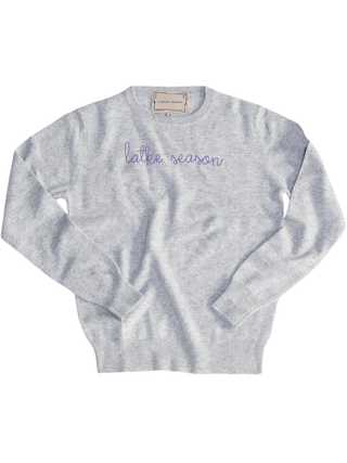 "latke season" Women's Crewneck Cashmere Core LINGUA FRANCA NYC Smoke XS