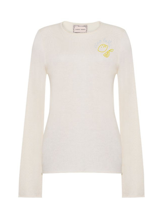 "ciao bella" with lemons Silk Cashmere Crewneck