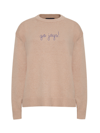 "school spirit" Custom Maxine Sweater Cotton Cashmere Core LINGUA FRANCA NYC Oatmeal XS