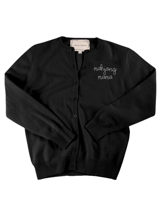 "mahjong mama" Cardigan Cashmere Core LINGUA FRANCA NYC Black XS