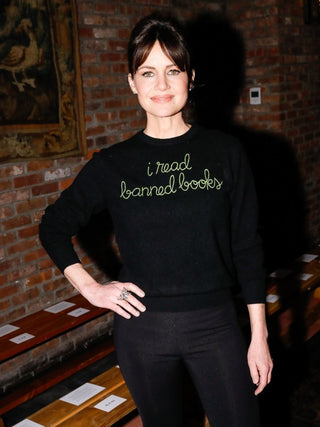 Custom Women's 100% Cashmere Crewneck Sweater Cashmere Core LINGUA FRANCA NYC black