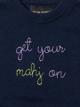 "get your mahj on" Maxine Sweater Cotton Cashmere LINGUA FRANCA NYC
