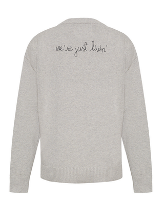 "we're not stressin'/we're just livin'" Maxine Sweater Cotton Cashmere Core LINGUA FRANCA NYC