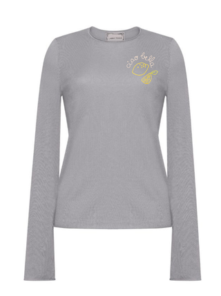 "ciao bella" with lemons Silk Cashmere Crewneck