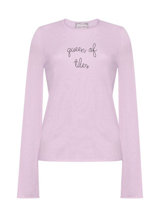 "queen of tiles" Silk Cashmere Crewneck