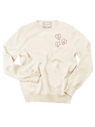 Custom Heart Initial 100% Cashmere Crewneck Sweater