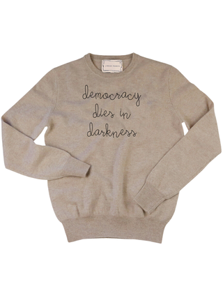 "democracy dies in darkness" Women's Crewneck Cashmere Core LINGUA FRANCA NYC