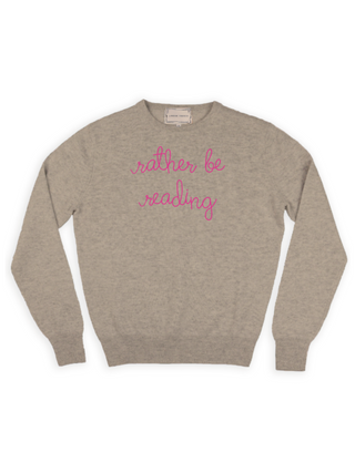 "rather be reading" Crewneck Sweater Lingua Franca NYC Oatmeal XS 