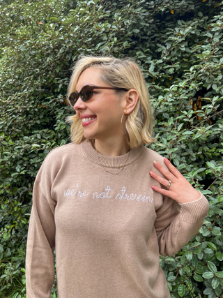 "we're not stressin'/we're just livin'" Maxine Sweater Cotton Cashmere Core LINGUA FRANCA NYC
