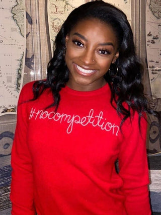 Custom Women's 100% Cashmere Crewneck Sweater Cashmere Core LINGUA FRANCA NYC Red XS