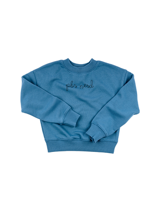 "pbs nerd" Kids' Sweatshirt Sweatshirt LINGUA FRANCA NYC Vintage Blue 2T