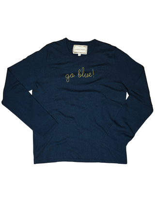 "school spirit" Mara Crewneck Cotton Silk Core LINGUA FRANCA NYC Navy XS