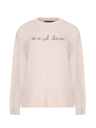 "we're not stressin'/we're just livin'" Maxine Sweater Cotton Cashmere Core LINGUA FRANCA NYC Pale Pink XS