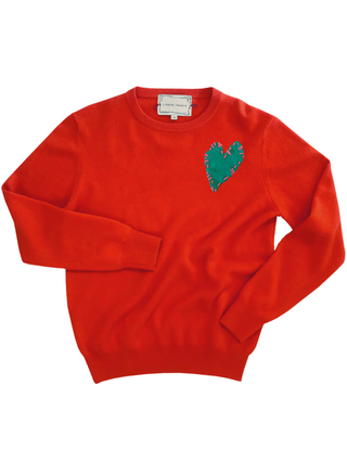 Felt Heart Crewneck Cashmere Core LINGUA FRANCA NYC Red XS