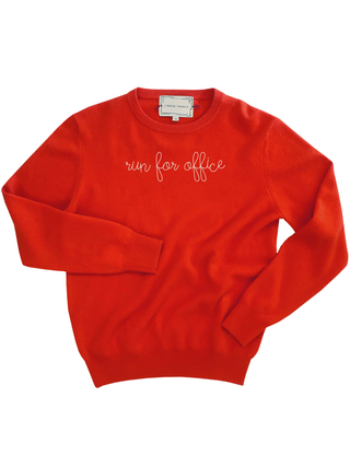 "run for office" Women's Crewneck Cashmere Core LINGUA FRANCA NYC Red XS