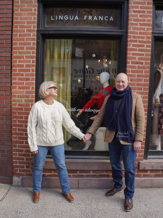 "hugs and resistance" Scarf Cashmere Core LINGUA FRANCA NYC