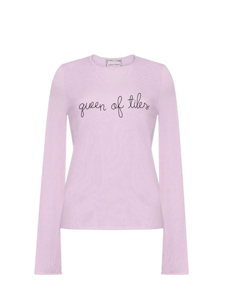 "queen of tiles" Silk Cashmere Crewneck