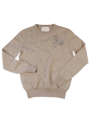 Custom Heart Initial 100% Cashmere Crewneck Sweater