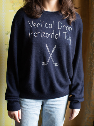 "vertical drop horizontal tug" Women's Crewneck