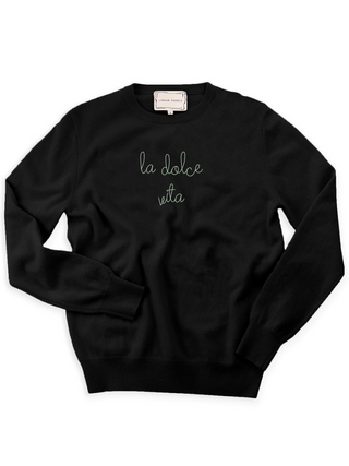 "la dolce vita" Crewneck Sweater Lingua Franca NYC Black XS 