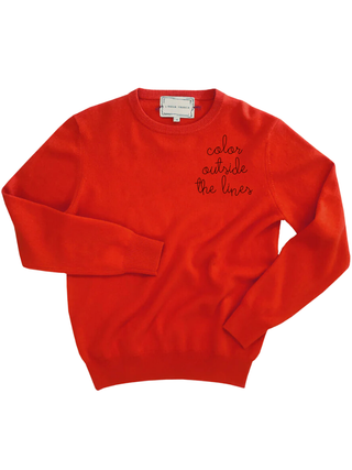 "color outside the lines" Women's Crewneck Cashmere Core LINGUA FRANCA NYC Red XS