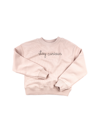 "stay curious" Kids' Sweatshirt Sweatshirt LINGUA FRANCA NYC Light Pink 2T