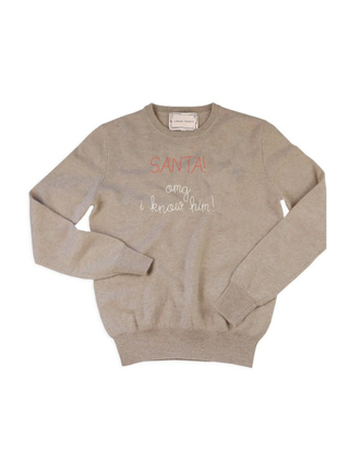 “SANTA! omg i know him!” Cashmere Crewneck