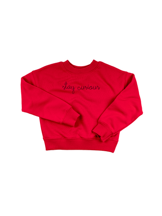 "stay curious" Kids' Sweatshirt Sweatshirt LINGUA FRANCA NYC Red 2T