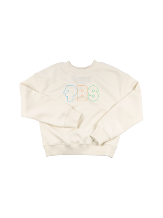 "pbs retro logo" Kids' Sweatshirt Sweatshirt LINGUA FRANCA NYC Cream 2T