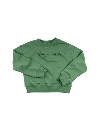 "stay curious" Kids' Sweatshirt Sweatshirt LINGUA FRANCA NYC Vintage Green 2T
