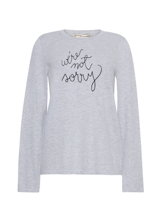 "we're not sorry" Mara Crewneck Cotton Silk Core LINGUA FRANCA NYC Smoke XS
