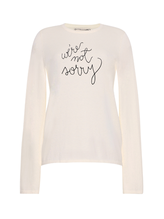"we're not sorry" Mara Crewneck Cotton Silk Core LINGUA FRANCA NYC Sunkissed XS