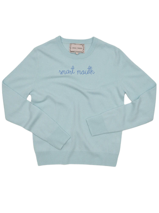 "smart mouth" Women's Crewneck Cashmere Core LINGUA FRANCA NYC Seafoam XS
