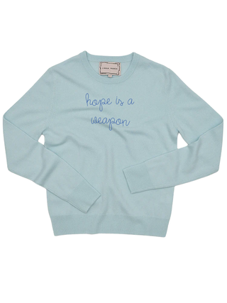 "hope is a weapon" Women's Crewneck Cashmere Core LINGUA FRANCA NYC Seafoam XS