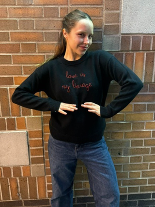 "love is my lineage" Maxine Sweater Cotton Cashmere LINGUA FRANCA NYC